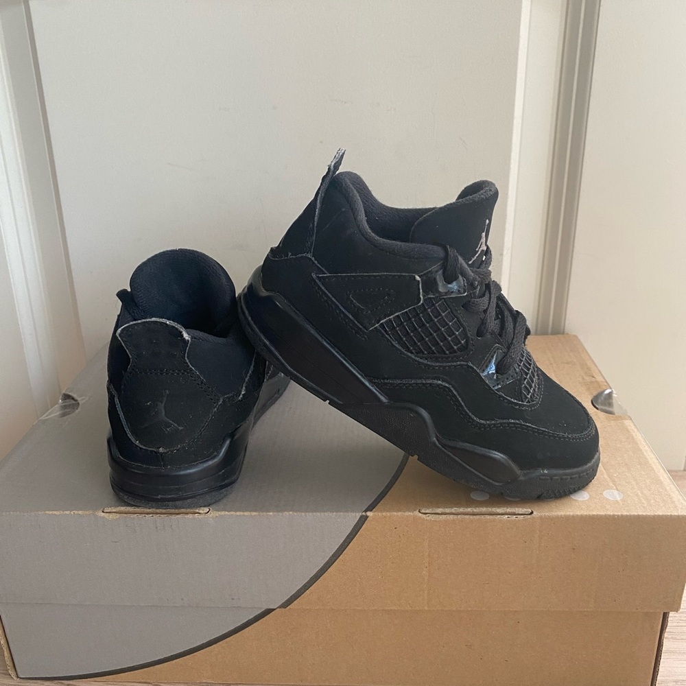 Jordan 4 Black Cat Toddler Sneakers- SZ 10 C - Picture 1 of 15
